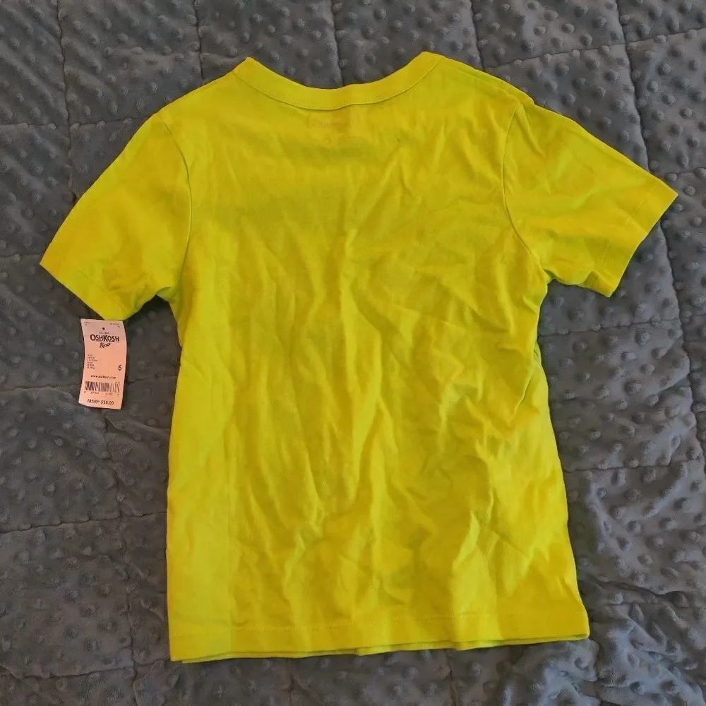 OSH kosh dino bike tee yellow and black size 6 nwt